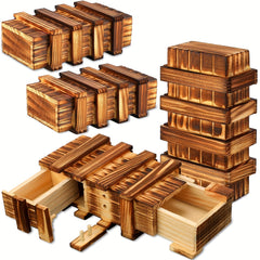 Wooden Secret Puzzle Box for Adults - Hidden Compartments