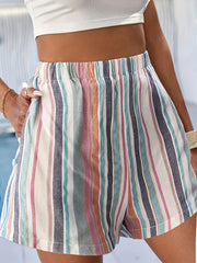 Colorful Stripe Print Sporty Shorts