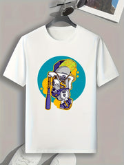 Skateboard Painting Print Men's Graphic Tee for Summer