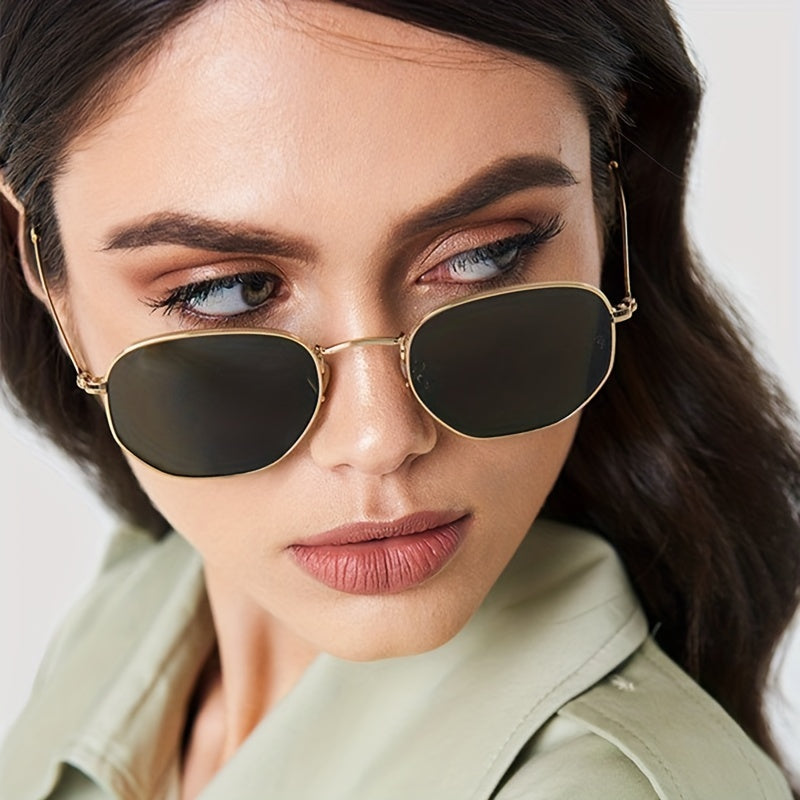 Square Metal Frame Sunglasses Polarized Glasses for Driving
