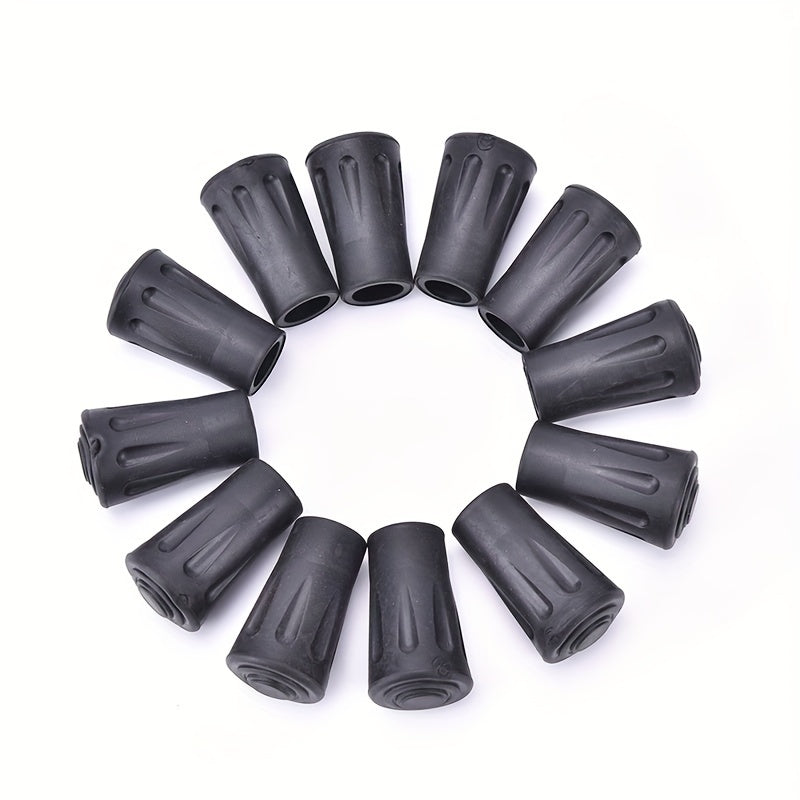 12pcs Outdoor Hiking Stick Tip Covers Rubber Anti-slip Protective Accessories