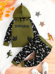 Boys Dino Hoodie & Jogger Set, Kids Clothes