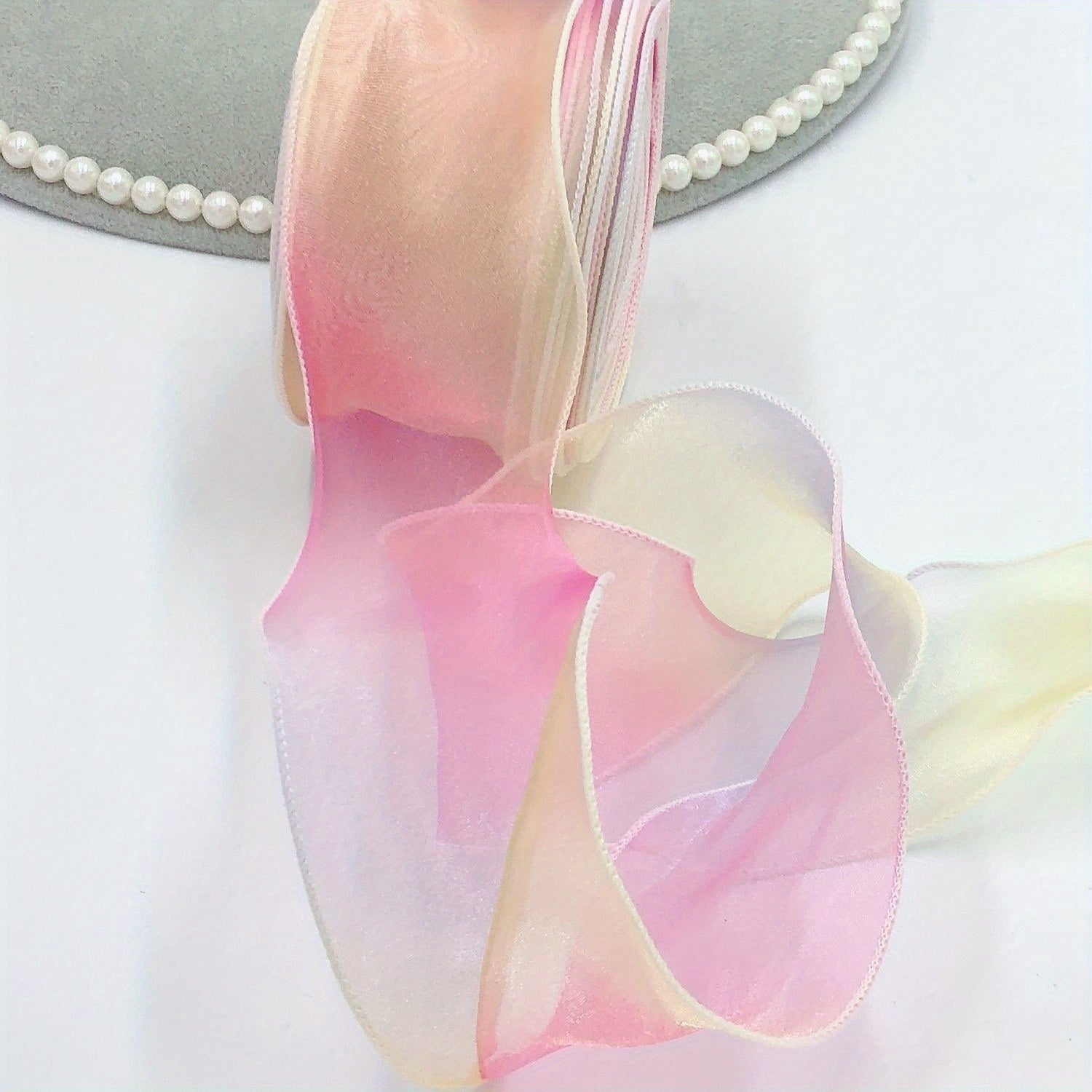 10M Gradient Rainbow Organza Yarn Ribbon DIY Hairpin Decoration Gift