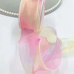 10M Gradient Rainbow Organza Yarn Ribbon DIY Hairpin Decoration Gift