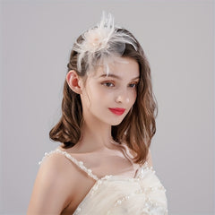 Mesh Flower Feather Head Piece Hair Accessories for Women