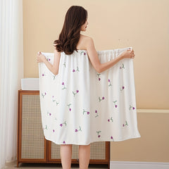 Quick Drying Tulip Pattern Bathrobe for Women - Absorbent Bath Skirt