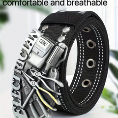 Men's Nylon Belt Alloy Smooth Buckle Casual Letter Tool Canvas Pants Belt