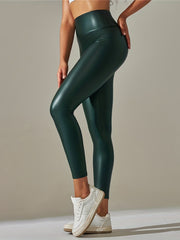 Gothic Solid PU Leather High Waist Leggings