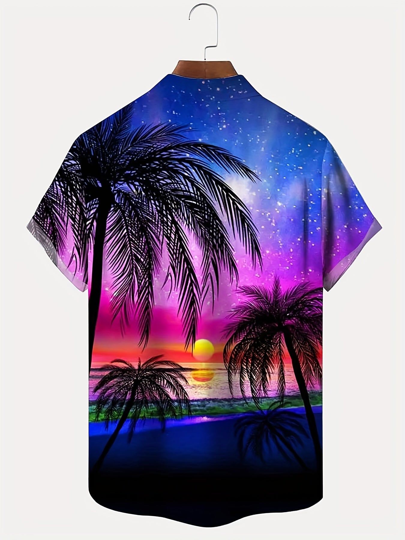 Sunset Beach Print Men's Hawaiian Shirt for Vacation
