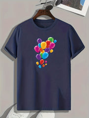 Colorful Balloon Print Men's Graphic T-shirt for Summer