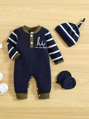 Casual & Comfy HI I M HERE Print Outfit Baby Boys Set