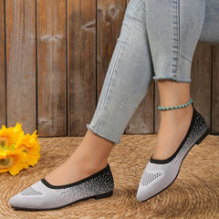 Women's Pointed Toe Ombre Knitted Ballet Flats