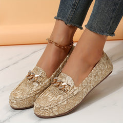 Chain Decor Loafers Slip On Flat Shoes