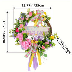 Spring Withered Branch Wooden Sign Flower Wreath Christmas Hanging Decorations