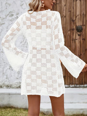 Solid Lace Up Cardigan Long Sleeve Women's Clothing