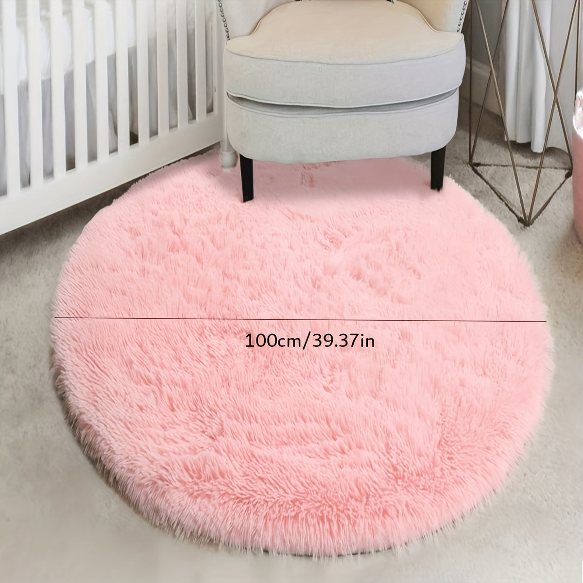 Soft Fluffy Circle Rug for Kids, Teens & Dorm - Plush Carpet for Bedroom Nursery