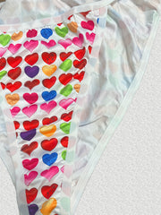 Heart Print Halter Bra & Panty Set