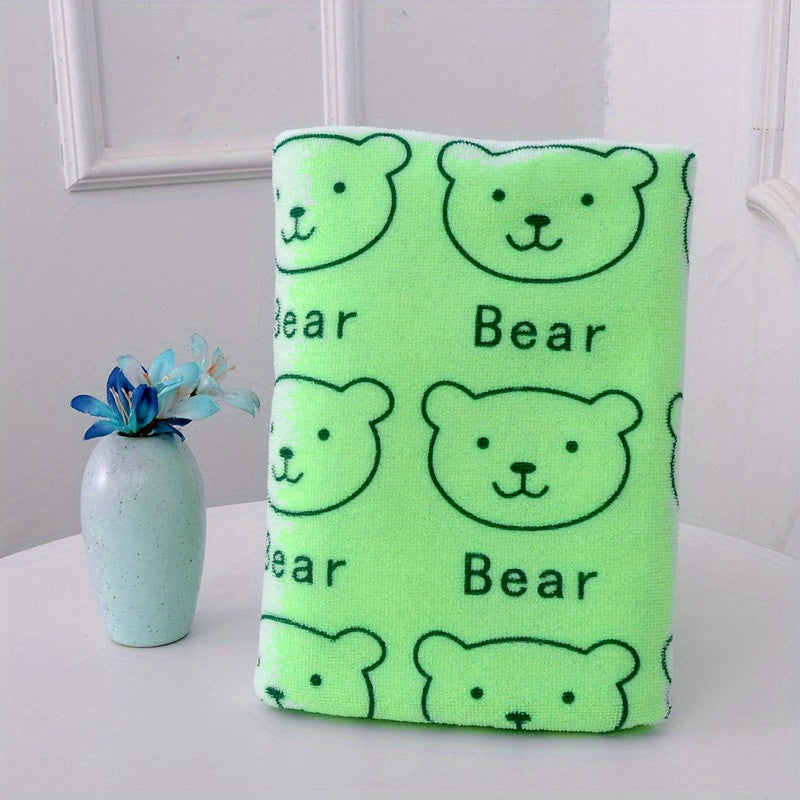 Bear Pattern Beach Towel Ultra Soft Fade Resistant Absorbent Polyester Towel
