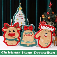 Christmas Pattern Hanging Towel Coral Fleece Quick-drying Soft Towel