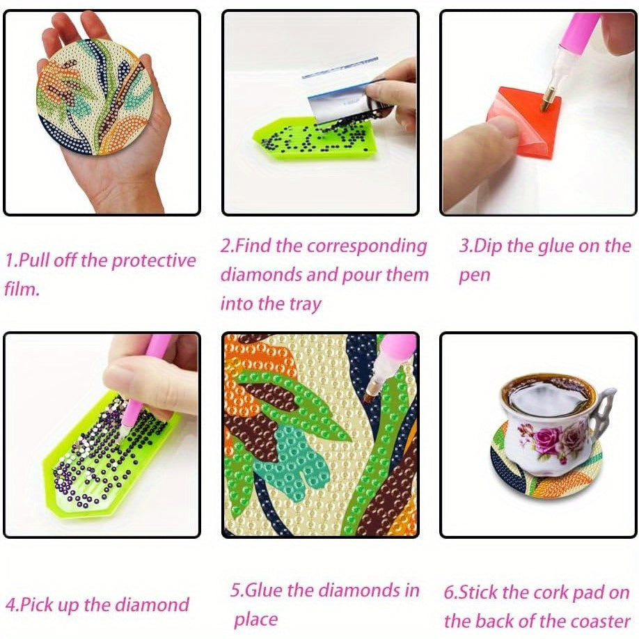 9pcs Leaves Rhinestone Coasters with Holder DIY Art Craft Supply