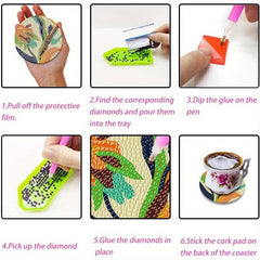 9pcs Leaves Rhinestone Coasters with Holder DIY Art Craft Supply