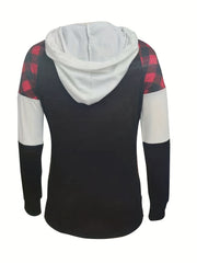 Block Kangaroo Pocket Hoodie Casual Long Sleeve Drawstring Hoodies Sweatshirt
