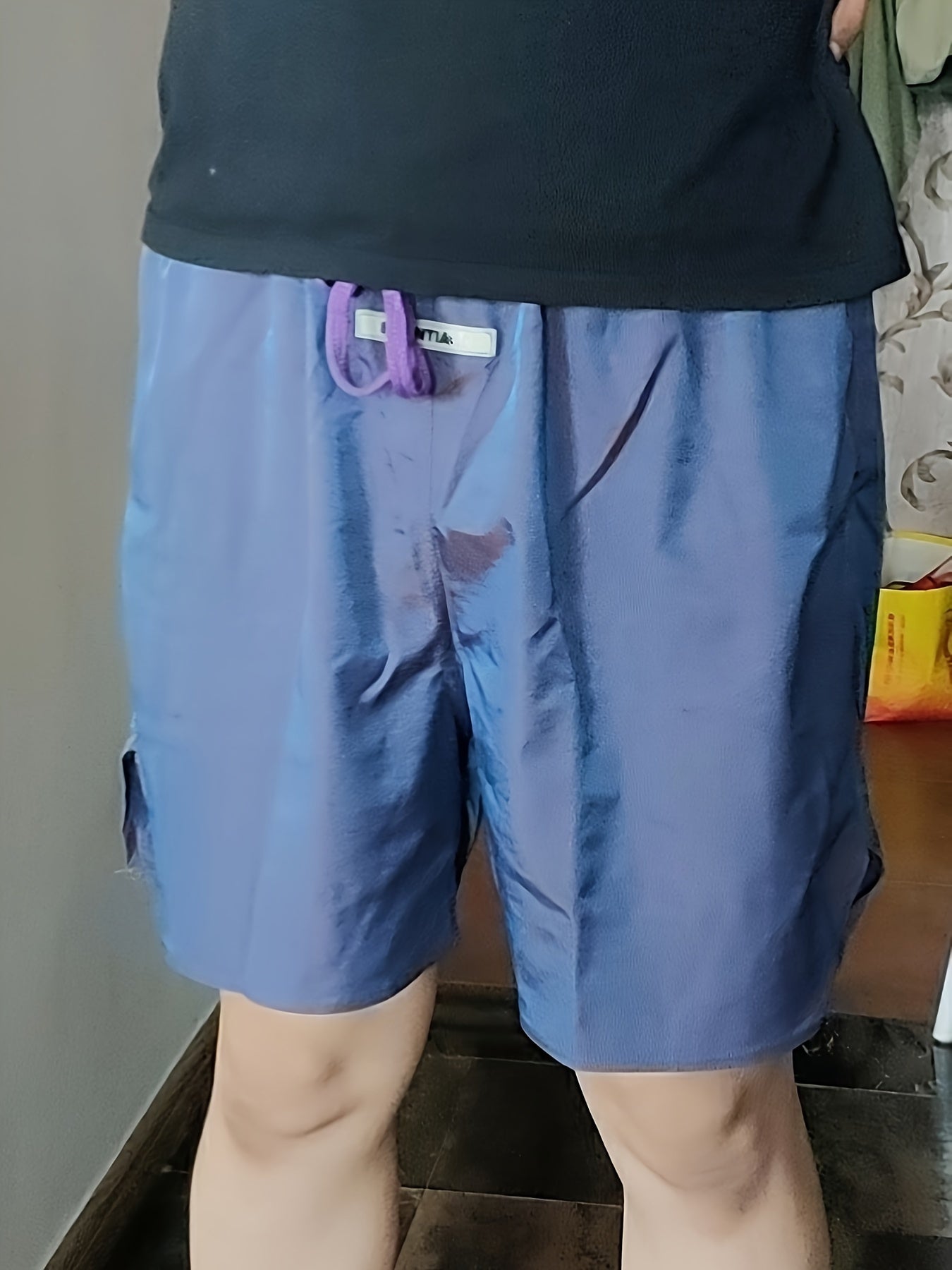 Men's Breathable Solid Shorts with Pockets Drawstring Elastic Waist