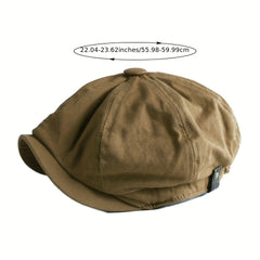 Adjustable Leather Ear Protection Newsboy Cap for Middle-aged Men Dad
