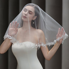 Cathedral Wedding Veil with Lace Edges Long Bridal Veil for Wedding Dresses