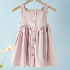 Baby Girls Button Pleated Cami Casual Dress