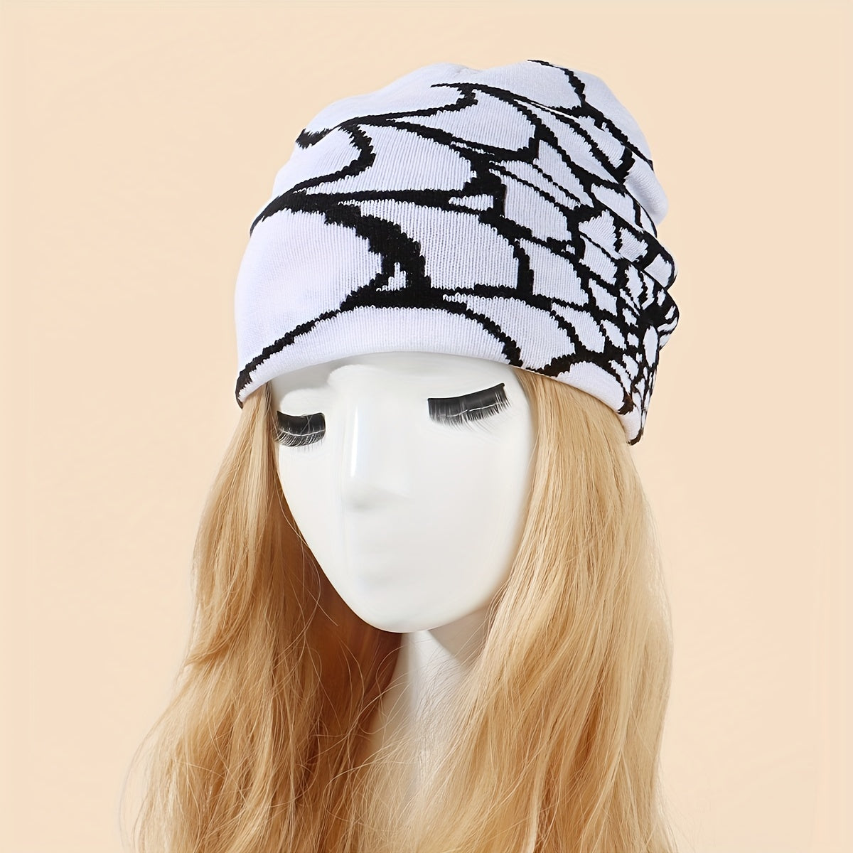 Gothic Spider Web Beanie Hip Hop Unisex Skull Cap Elastic Warm Knit Hat Y2K