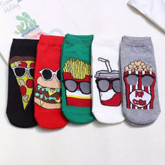 5 Pairs Girls Kids Cartoon Animal Socks Breathable Low Cut Boat Socks