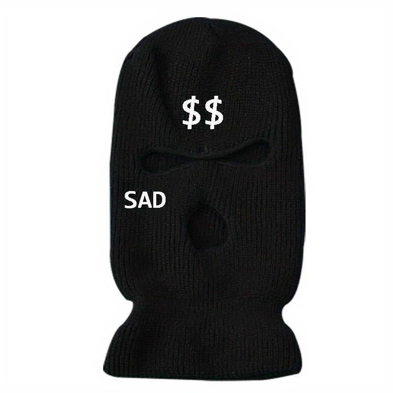 Winter Warm Knit Ski Mask Embroidery Windproof Balaclava Mask