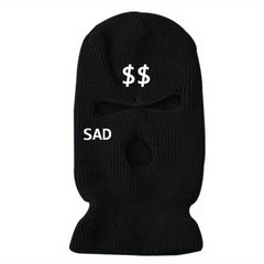 Winter Warm Knit Ski Mask Embroidery Windproof Balaclava Mask