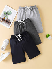3pcs Boys Comfortable Drawstring Shorts for Summer