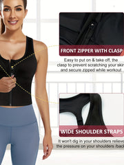 Women's Longline Sports Bra Zip Front Yoga Tank Top