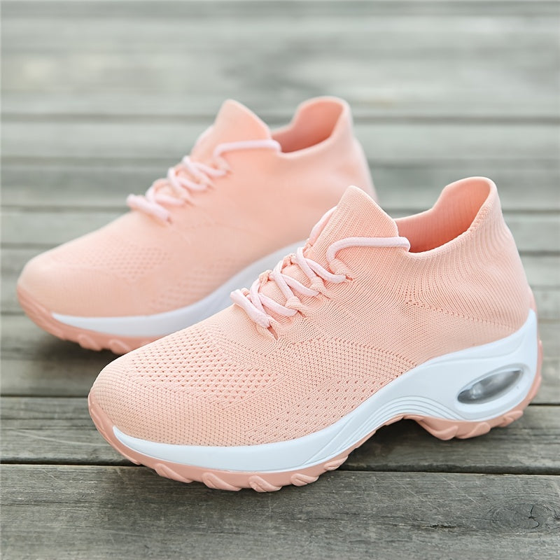Lace Up Weaving Socks Shoes Air Cushion Running Sports Shoes Women's Footwear