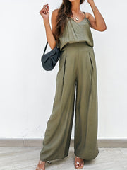 Casual Solid Cami Tops & Long Pants Suits Women's Clothing
