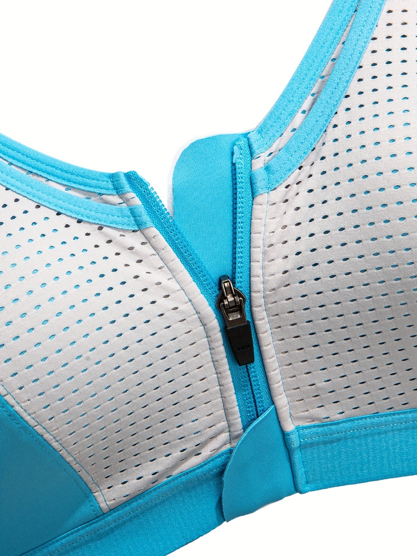 Colorblock Zip Sports Bra High Impact Workout Bra