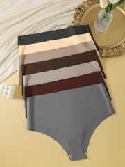 7-Pack Plus Size Seamless Cooling Briefs Set, Mid Waisted Panties