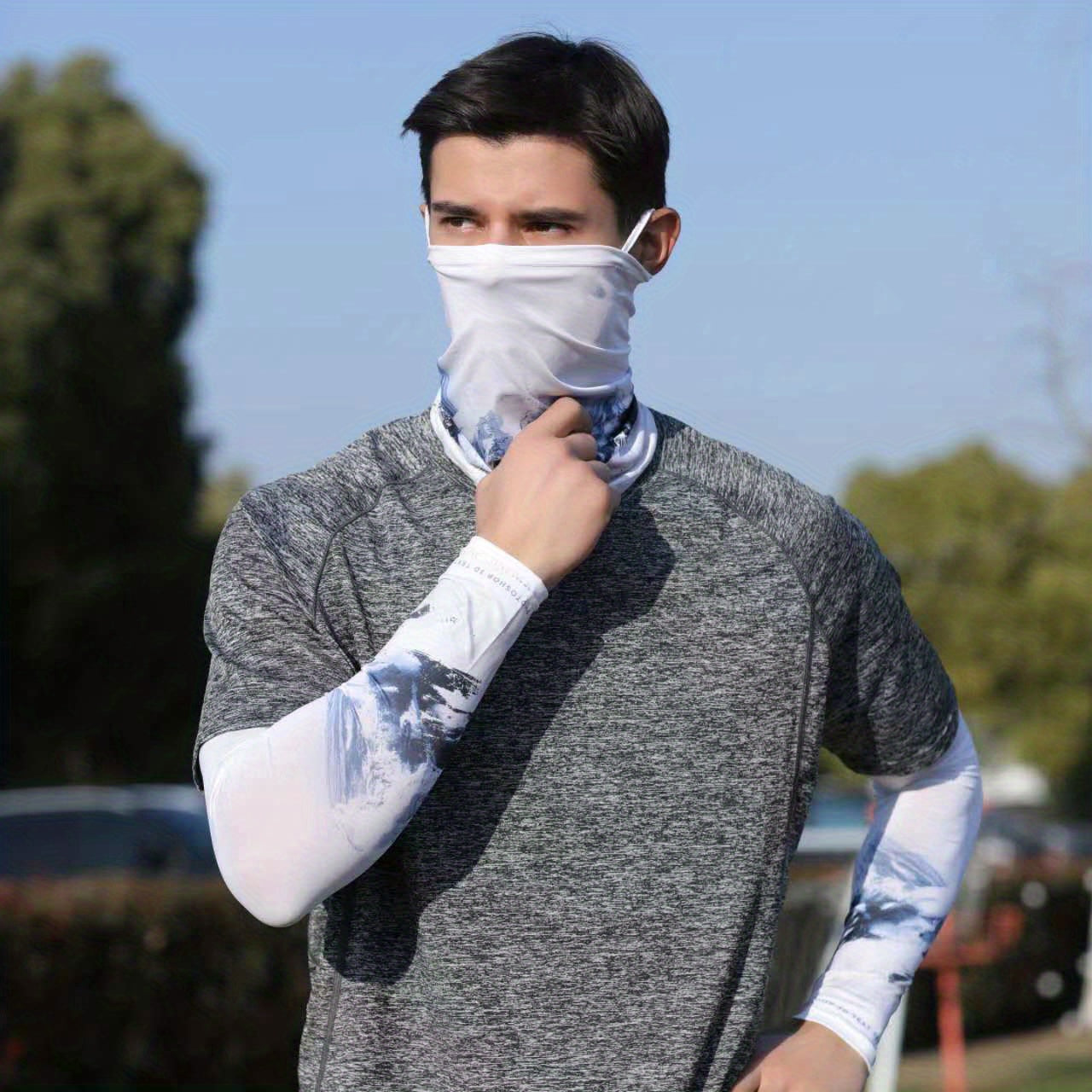 Men's Ice Silk Arm Sleeves Sun Protection Sports Fishing Neck Gaiters