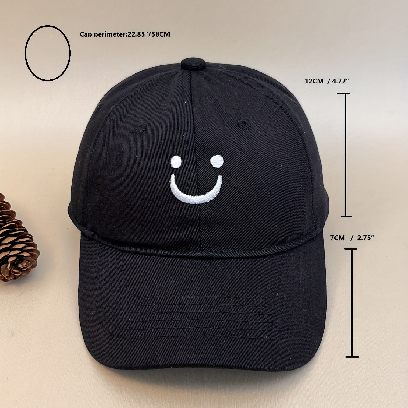 Smile Face Embroidered Baseball Cap Unisex Caps