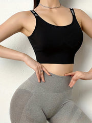 Women's Letter Print Wide Strap Sports Bra Yoga Tank Top