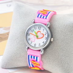 Pink Heart Kids Quartz Watch Round Watch