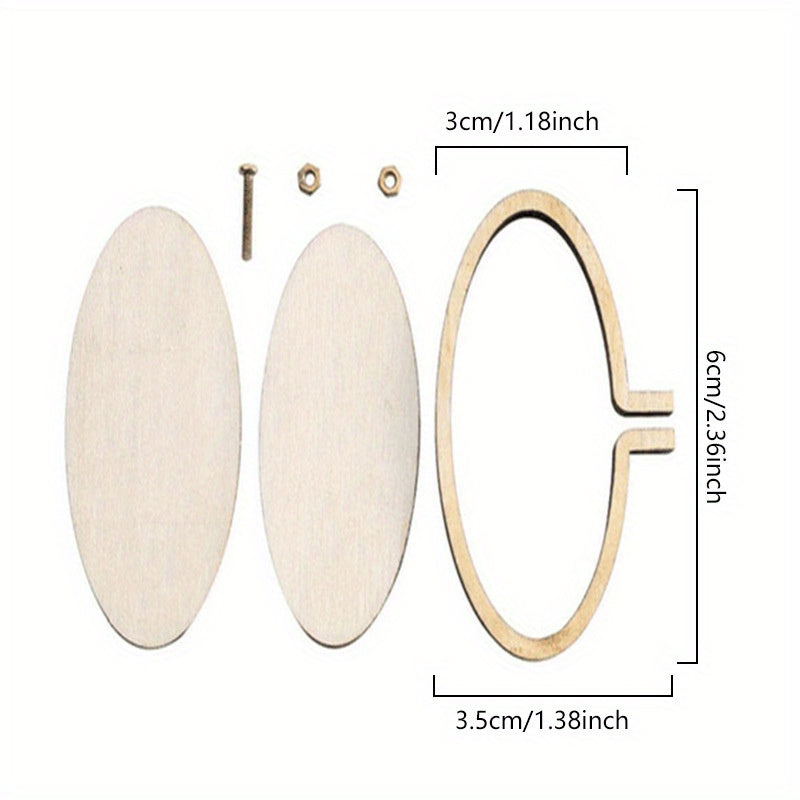 1pc Wooden Mini Small Embroidery Stretch Fixed Frame Round Oval Photo Frame