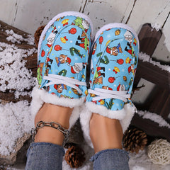 Women's Christmas Snow Boots Santa Claus Winter Plush Shoes