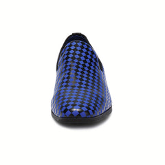 Men's Plaid Slip On Loafers Smart Casual Shoes