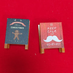Vintage Christmas Sign with Gingerbread Man for Dollhouses and Displays