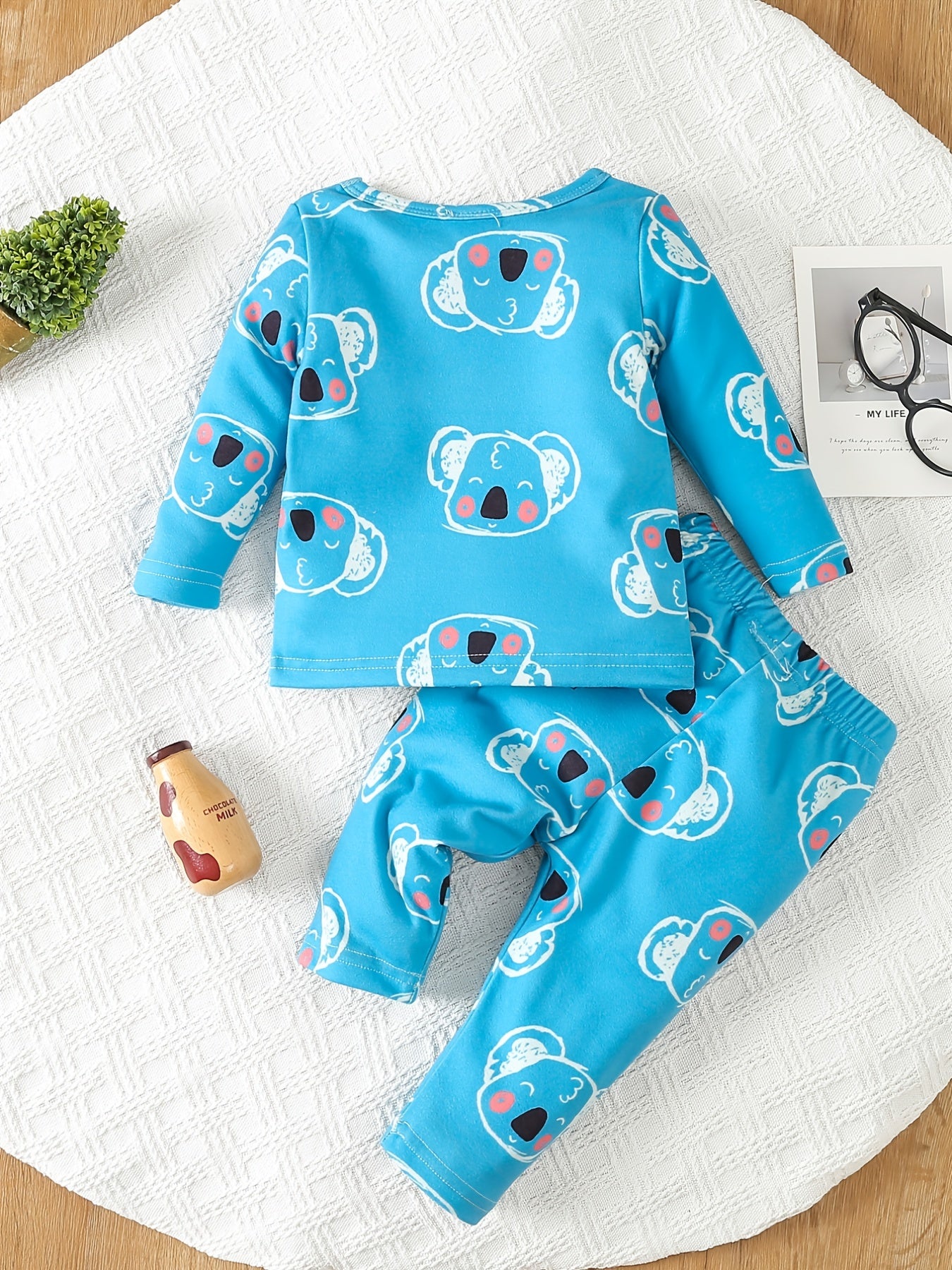 Baby Boy Pajama Set Cartoon Graphic Pullover Top Trousers Set