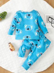 Baby Boy Pajama Set Cartoon Graphic Pullover Top Trousers Set